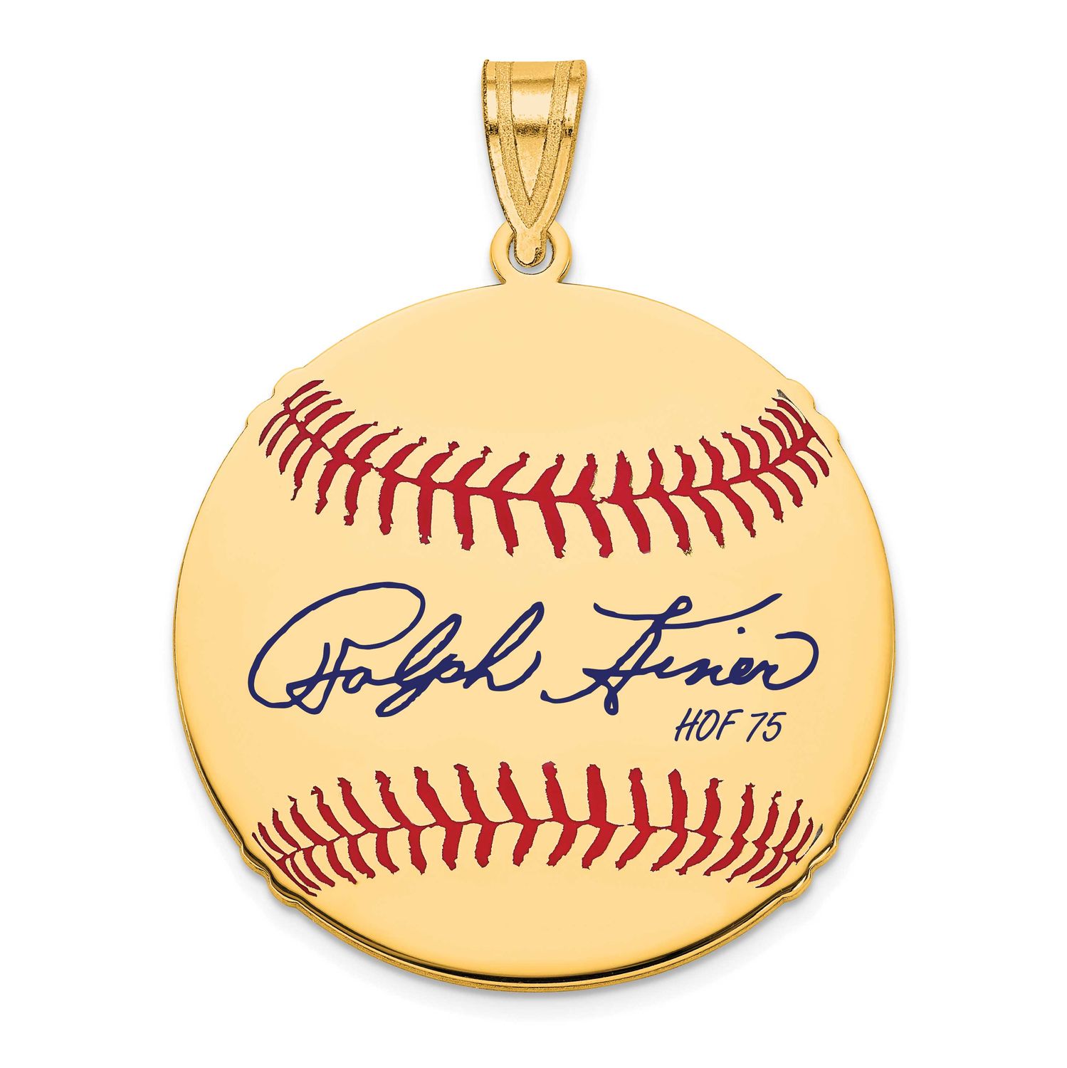 Ralph Kiner Hall of Fame Signature Medium Epoxy Baseball Pendant 14k Gold 4YHF10RK75, UPC: