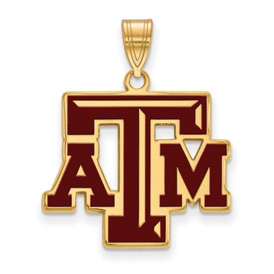 Texas A And M University T-A-M Large Enameled Pendant Gold-plated Sterling Silver GP026TAM, UPC: 88…