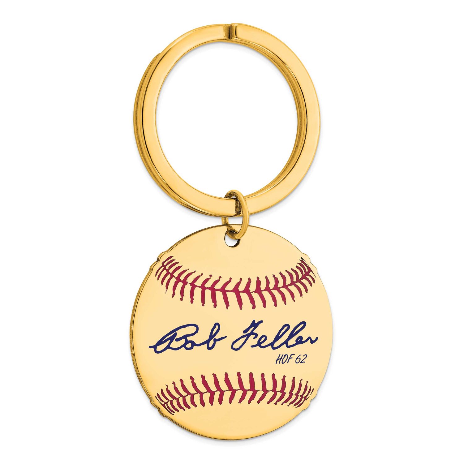 Bob Feller Hall of Fame Signature Epoxy Baseball Keychain Gold-plated Sterling Silver GPHF03BF62, U…