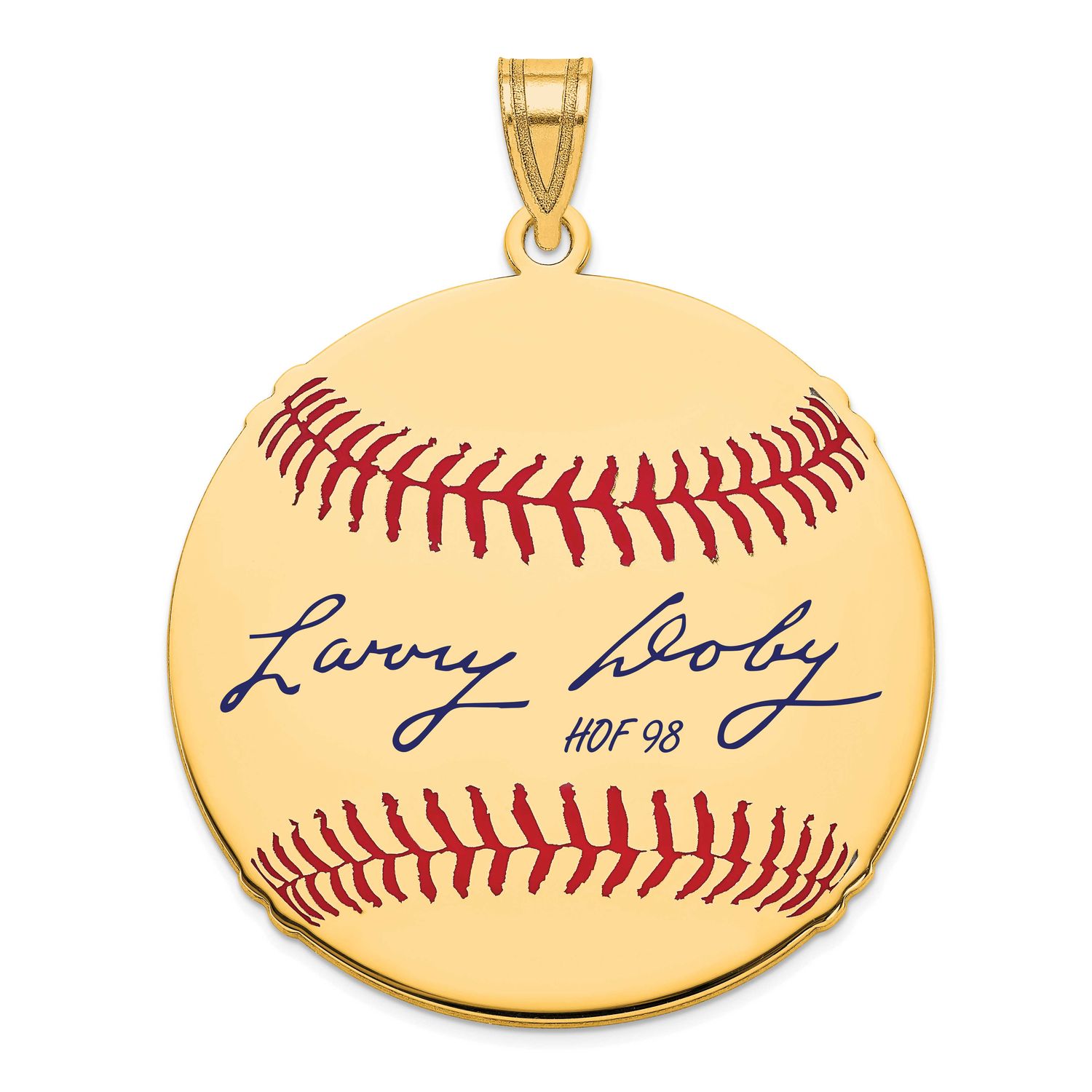 Larry Doby Hall of Fame Signature Large Epoxy Baseball Pendant 10k Gold 1YHF02LD98, UPC: