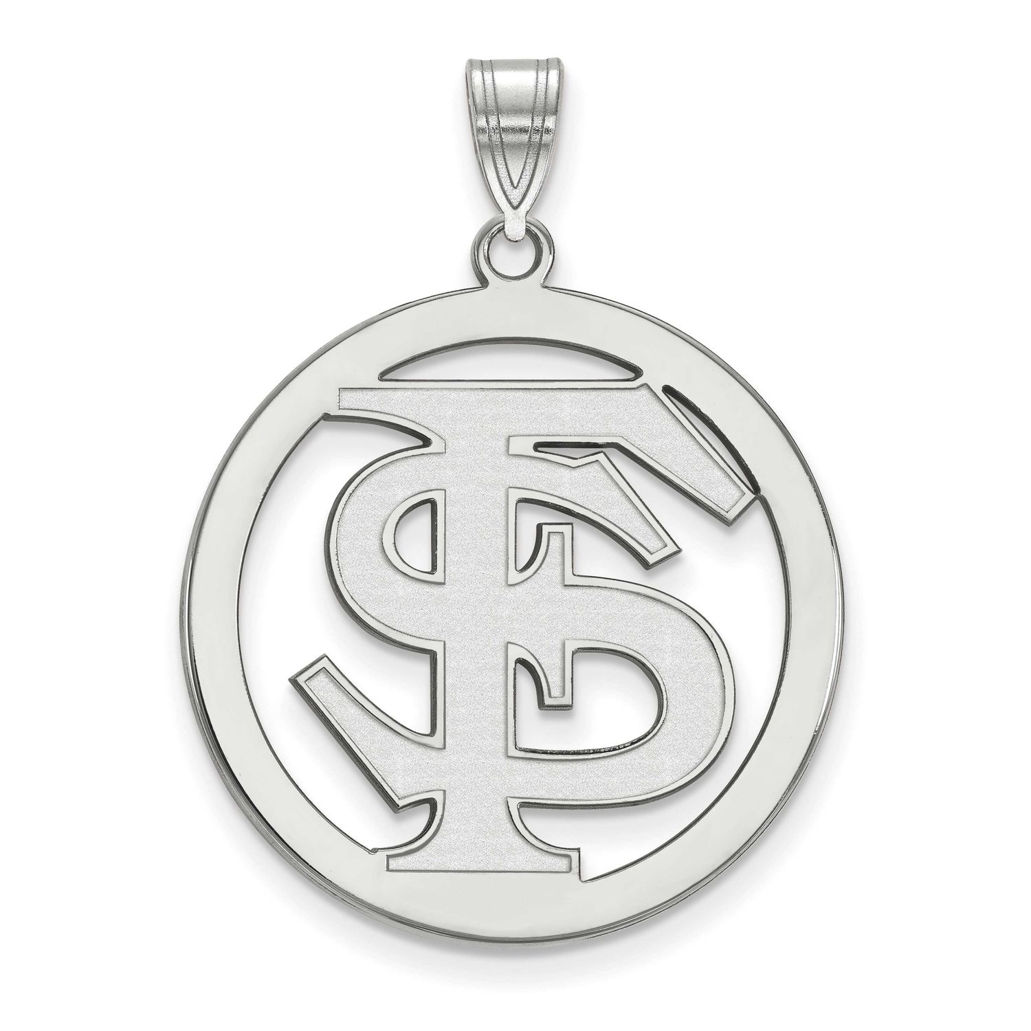 Florida State University F-S Extra Large Circle Pendant 10k White Gold 1W034FSU, UPC: 191101780936