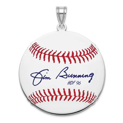 Jim Bunning Hall of Fame Signature Large Epoxy Baseball Pendant Sterling Silver SSHF02JB96, UPC: