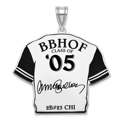 Ryne Sandberg Hall of Fame Signature Epoxy Jersey Pendant Sterling Silver SSHF01RS05, UPC: