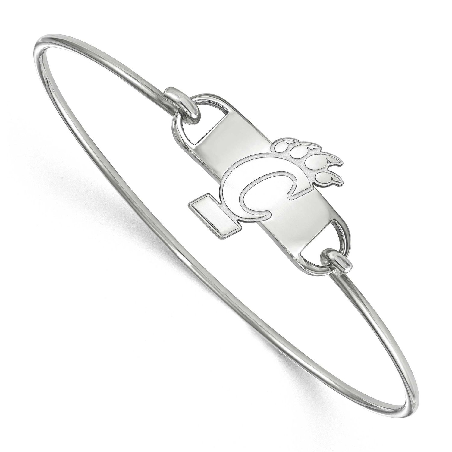 University of Cincinnati Small Center 7 Inch Wire Bangle Sterling Silver Rhodium-plated SS015UC-7, …