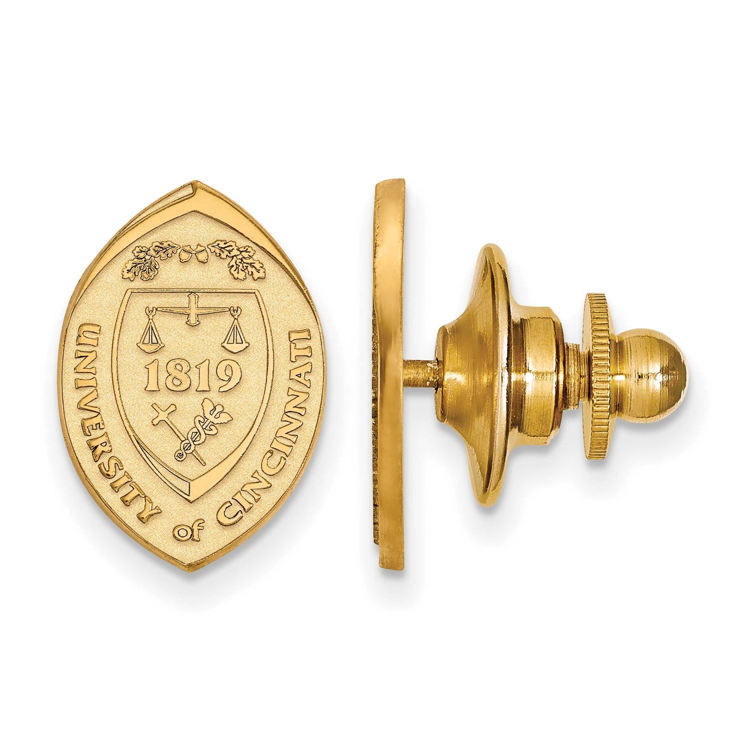University of Cincinnati Crest Lapel Pin Gold-plated Sterling Silver GP042UC, UPC: 886774942322
