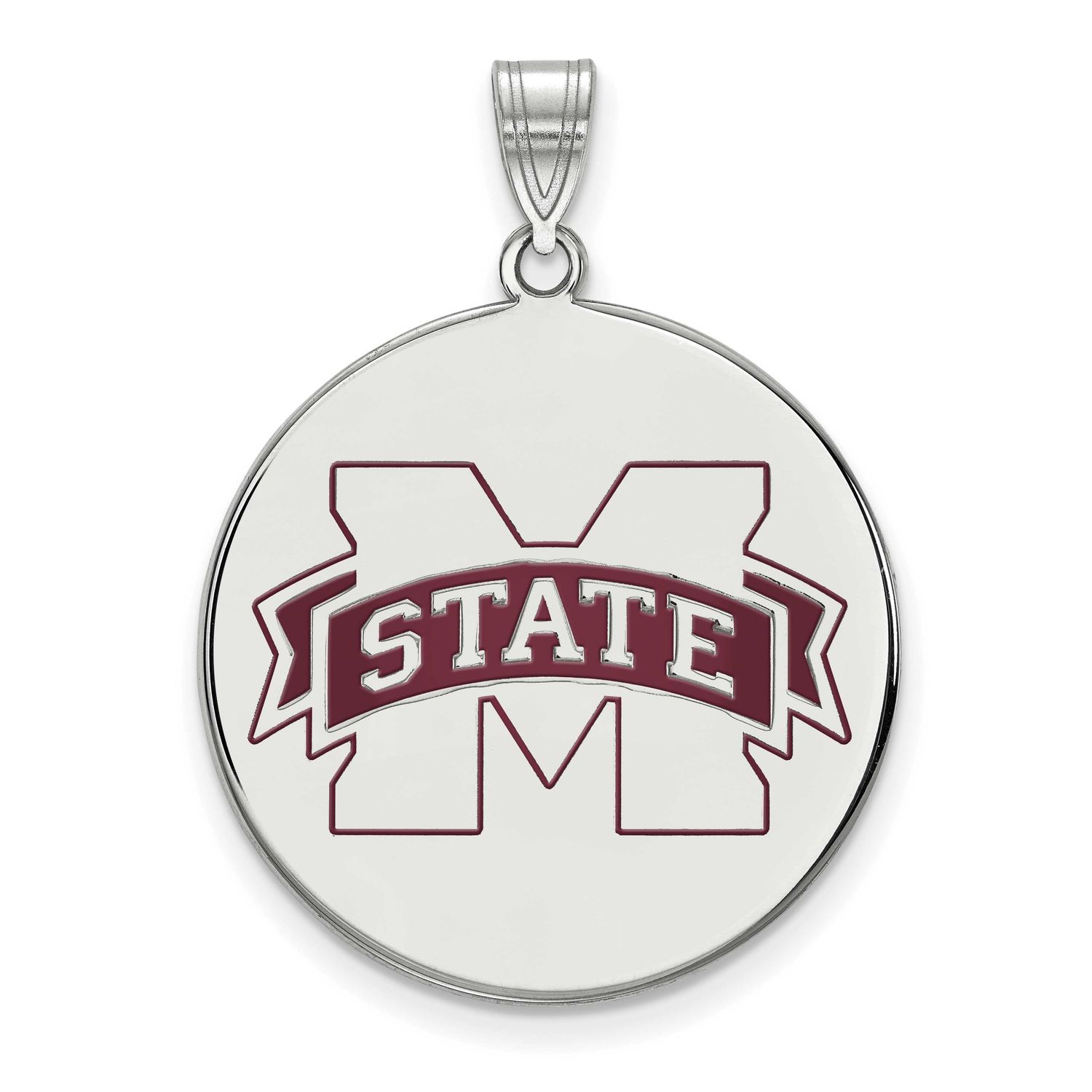 Mississippi State University Extra Large Disc Enamel Pendant Sterling Silver Rhodium-plated SS075MS…