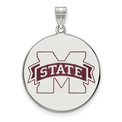 Mississippi State University Extra Large Disc Enamel Pendant Sterling Silver Rhodium-plated SS075MS…