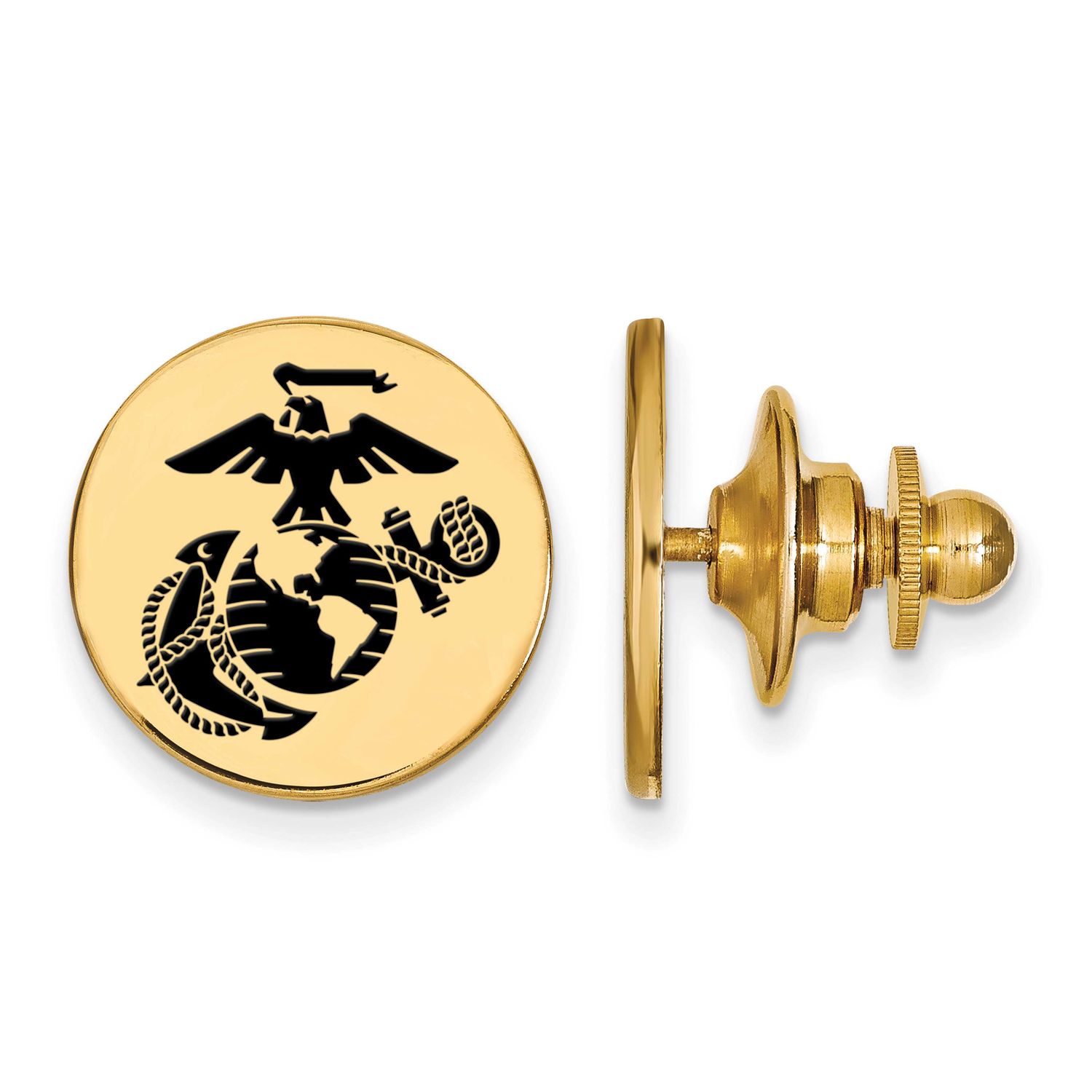 U.S. Marine Corps Epoxied Disc Lapel Pin Gold-plated Sterling Silver GP027USMC, UPC: 191101485268