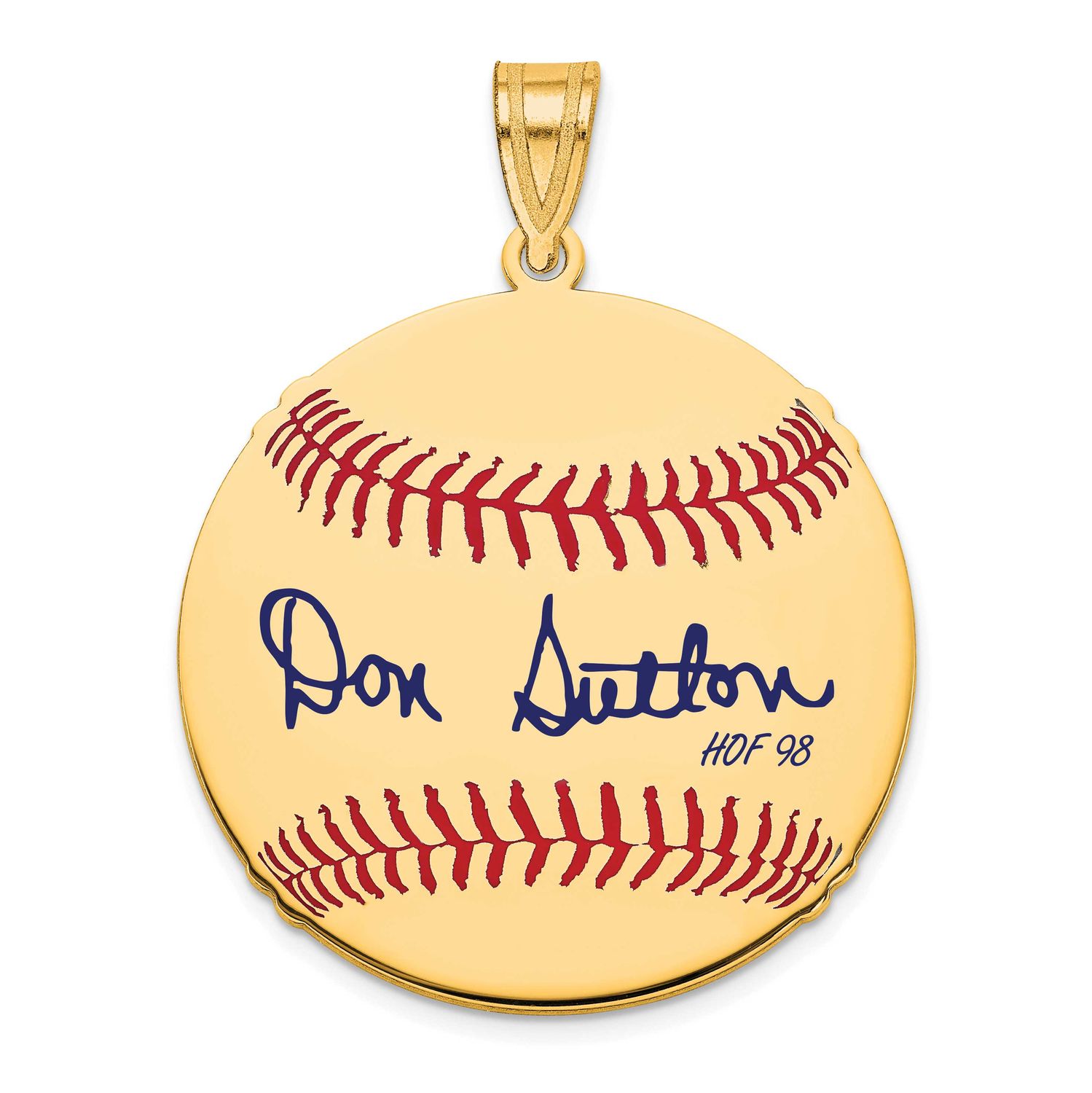 Don Sutton Hall of Fame Signature Medium Epoxy Baseball Pendant Gold-plated Sterling Silver GPHF10D…