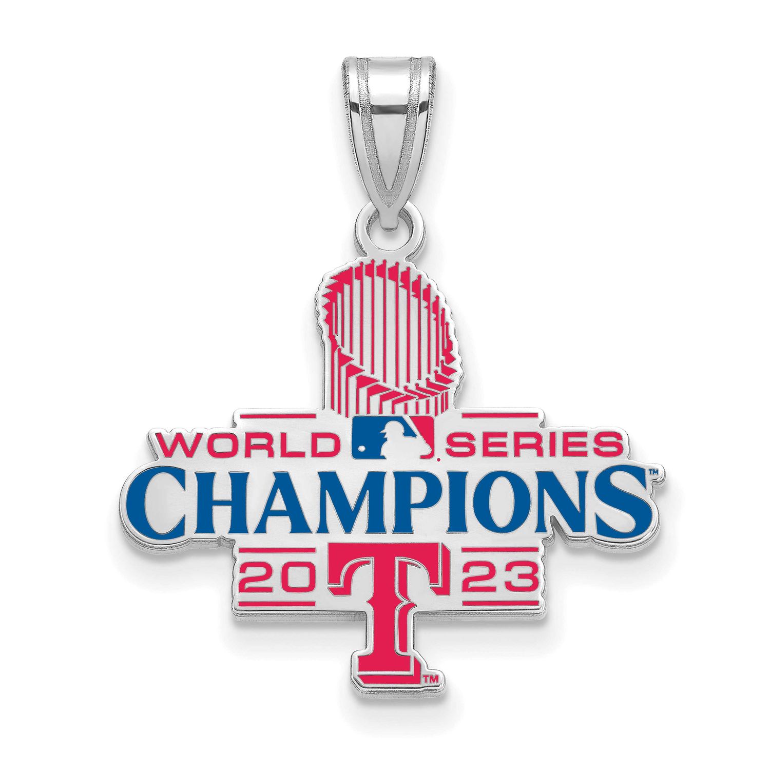 2023 World Series Champions Texas Rangers Large Enamel Pendant Sterling Silver SS005RAN23, UPC: 196…