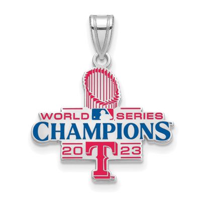2023 World Series Champions Texas Rangers Large Enamel Pendant Sterling Silver SS005RAN23, UPC: 196…