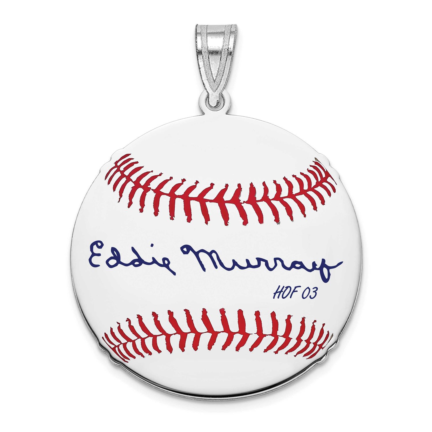 Eddie Murray Hall of Fame Signature Medium Epoxy Baseball Pendant Sterling Silver SSHF10EM03, UPC: