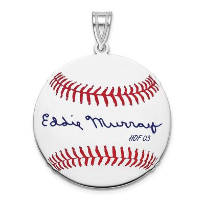 Eddie Murray Hall of Fame Signature Medium Epoxy Baseball Pendant Sterling Silver SSHF10EM03, UPC: