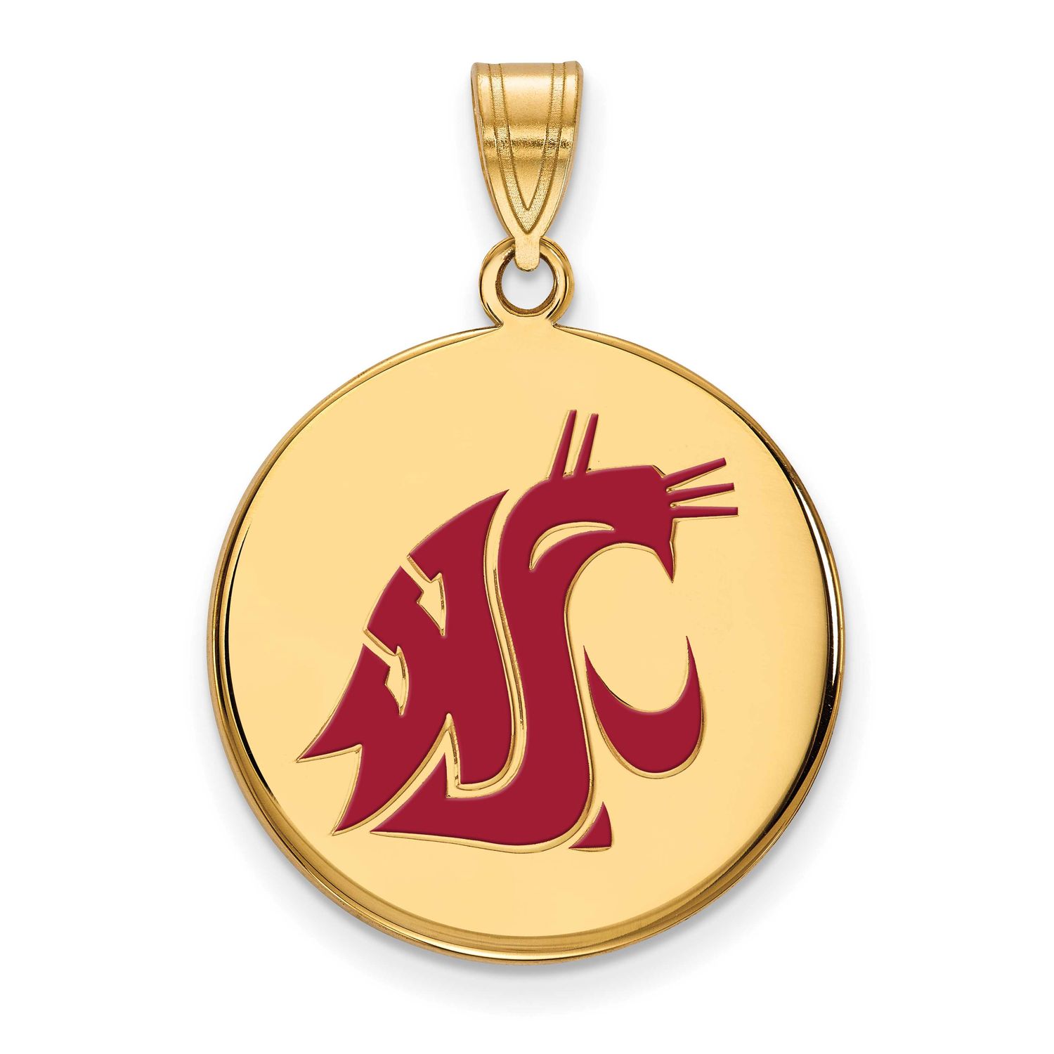 Washington State University Cougar Large Enameled Disc Pendant Gold-plated Sterling Silver GP029WAS…