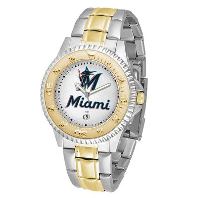 Gametime MLB Miami Marlins Competitor Two-Tone Quartz Watch with Date Stainless Steel XWM3313, UPC:…