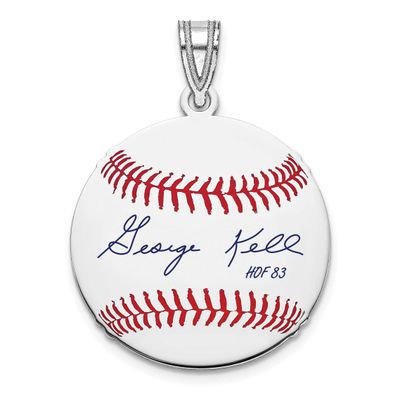 George Kell Hall of Fame Signature Small Epoxy Baseball Pendant Sterling Silver SSHF11GK83, UPC:
