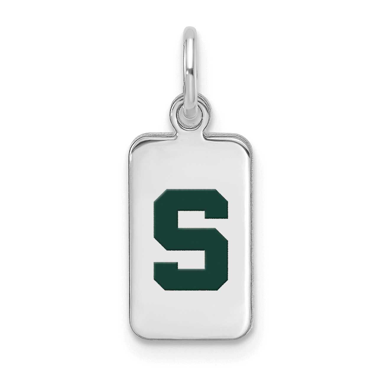 Michigan State University Enamel Tag Pendan Sterling Silver Rhodium-plated SS126MIS, UPC: 196904187…
