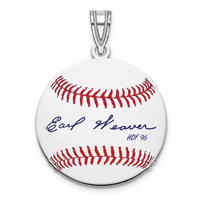 Earl Weaver Hall of Fame Signature Small Epoxy Baseball Pendant Sterling Silver SSHF11EW96, UPC: