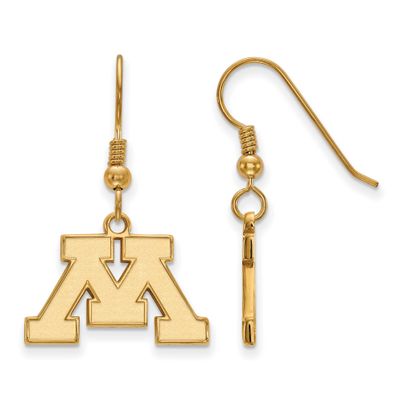 University of Minnesota Letter M Small Dangle Wire Earrings Gold-plated Sterling Silver GP006UMN, U…