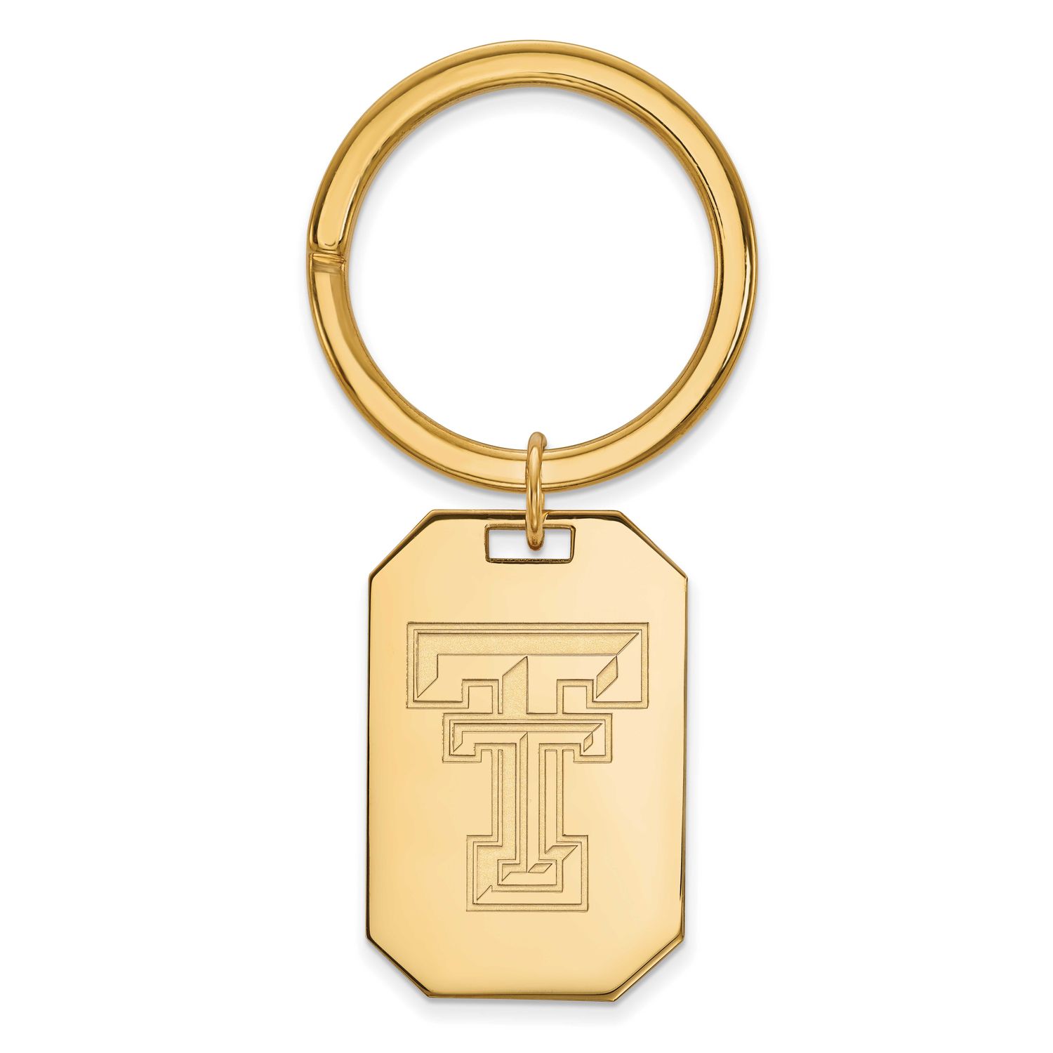 Texas Tech University T-T Key Ring Gold-plated Sterling Silver GP026TXT, UPC: 886774930046