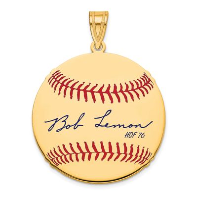 Bob Lemon Hall of Fame Signature Medium Epoxy Baseball Pendant 14k Gold 4YHF10BL76, UPC:
