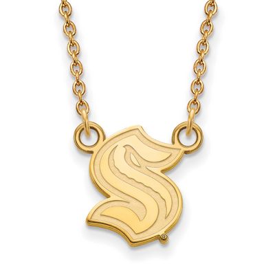 Gold-Pltd NHL Seattle Kraken Pendant Necklace Sterling Silver GP015KRA-18, UPC: