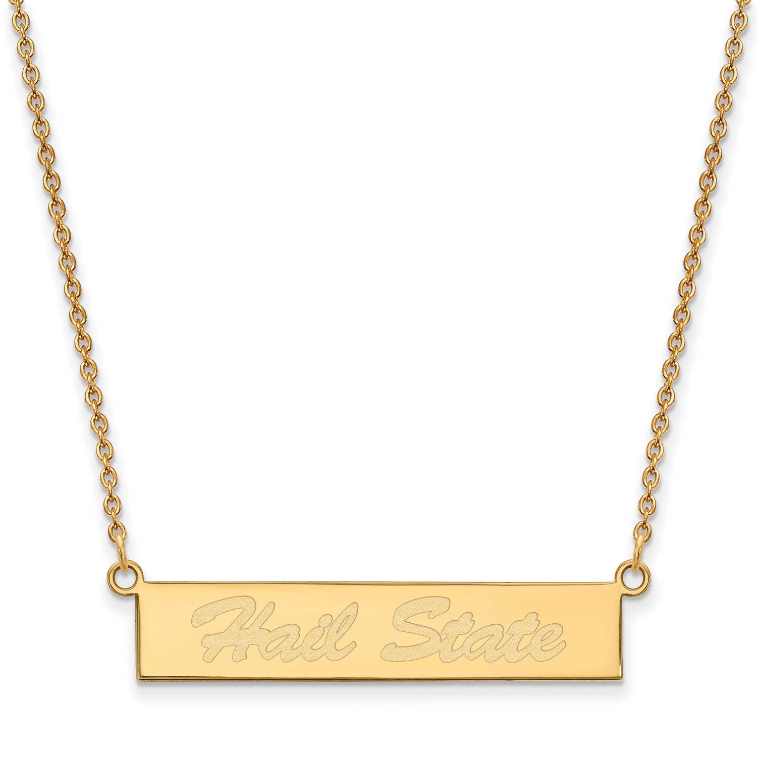 Mississippi State University Hail State Small Bar Necklace Gold-plated Sterling Silver GP077MSS-18,…