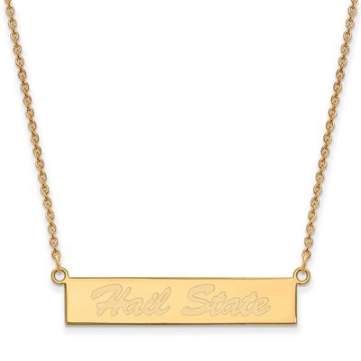 Mississippi State University Hail State Small Bar Necklace Gold-plated Sterling Silver GP077MSS-18,…