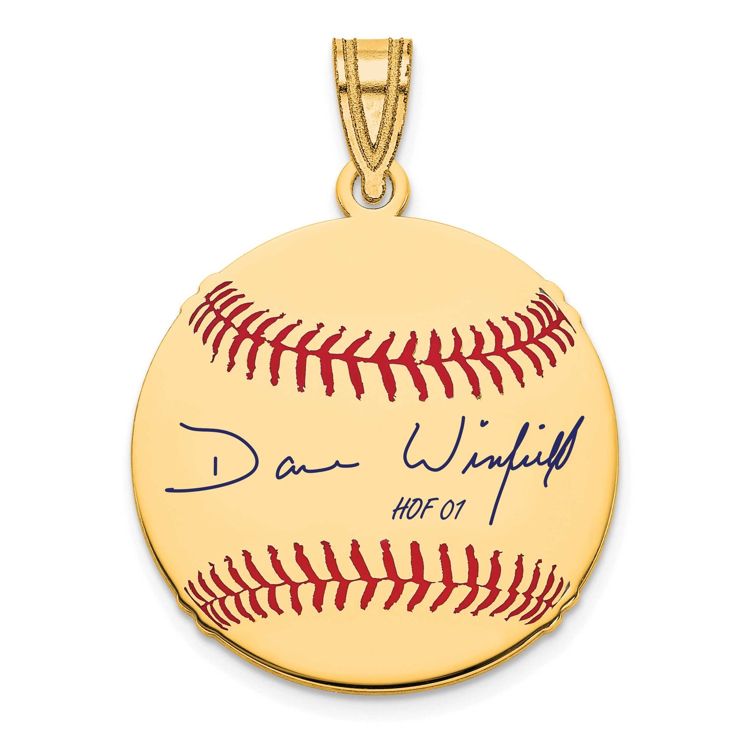 Dave Winfield Hall of Fame Signature Small Epoxy Baseball Pendant 14k Gold 4YHF11DW01, UPC: