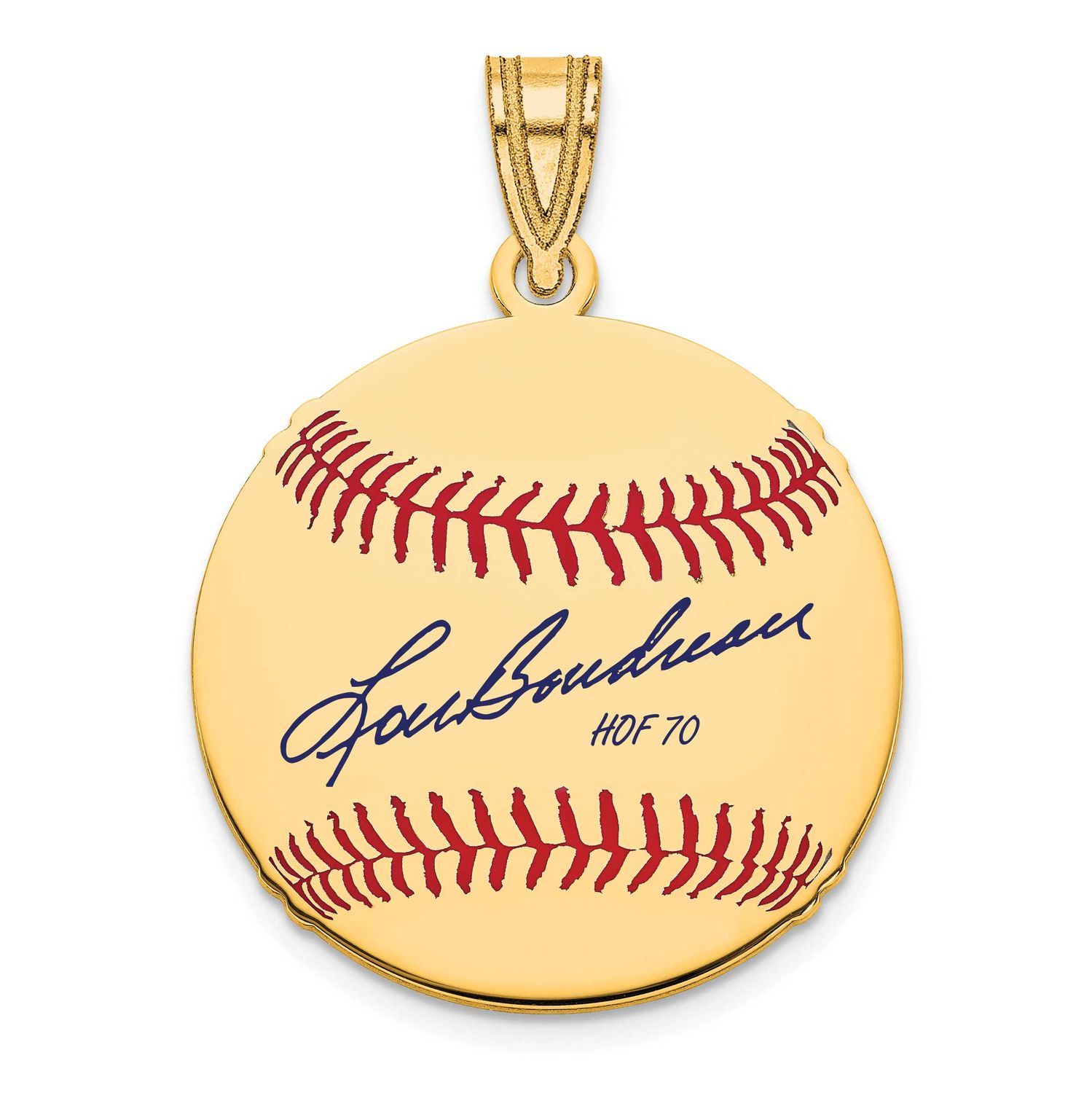 Lou Boudreau Hall of Fame Signature Small Epoxy Baseball Pendant 14k Gold 4YHF11LB70, UPC: