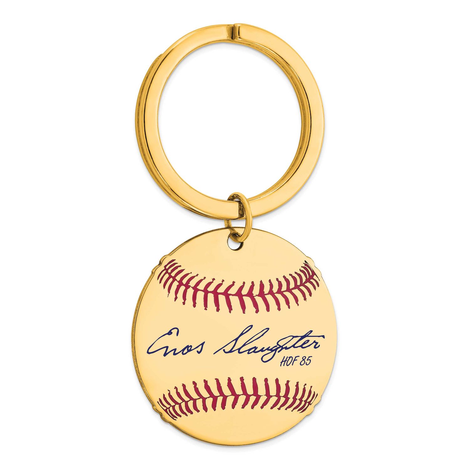 Enos Slaughter Hall of Fame Signature Epoxy Baseball Keychain Gold-plated Sterling Silver GPHF03ES8…