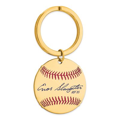 Enos Slaughter Hall of Fame Signature Epoxy Baseball Keychain Gold-plated Sterling Silver GPHF03ES8…