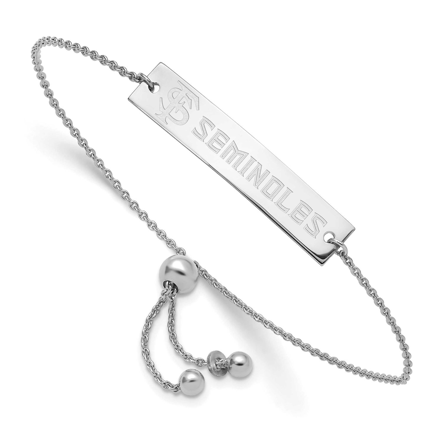 Florida State University Name Bar Adj Brace Sterling Silver Rhodium-plated SS127FSU-9, UPC: 1969041…