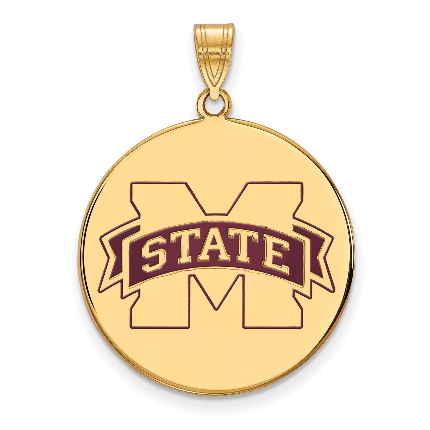 Mississippi State U Extra Large Disc Enamel Pendant Gold-plated Sterling Silver GP075MSS, UPC: 8867…