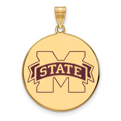 Mississippi State U Extra Large Disc Enamel Pendant Gold-plated Sterling Silver GP075MSS, UPC: 8867…