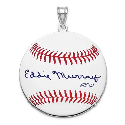 Eddie Murray Hall of Fame Signature Large Epoxy Baseball Pendant Sterling Silver SSHF02EM03, UPC: