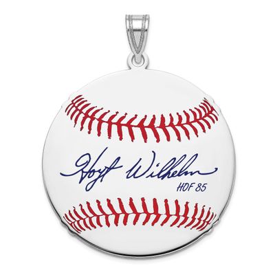Hoyt Wilhelm Hall of Fame Signature Large Epoxy Baseball Pendant Sterling Silver SSHF02HW85, UPC: