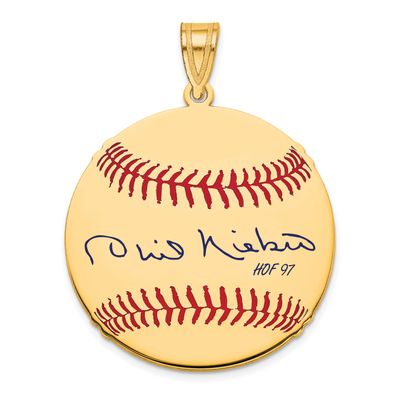Phil Niekro Hall of Fame Signature Medium Epoxy Baseball Pendant Gold-plated Sterling Silver GPHF10…