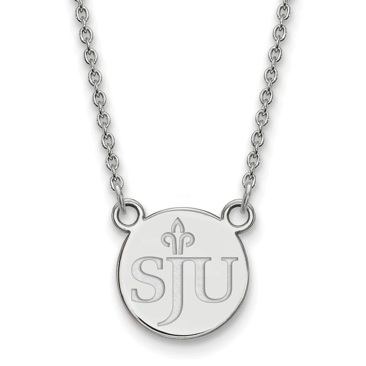Saint Joseph&#39;S University S-J-U Small Pendant 18 Inch Necklace Sterling Silver Rhodium-plated SS010…