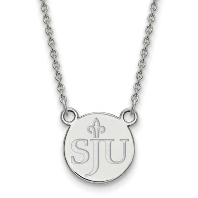Saint Joseph&#39;S University S-J-U Small Pendant 18 Inch Necklace Sterling Silver Rhodium-plated SS010…