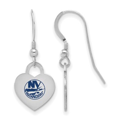 NHL New York Islanders Enamel Heart Dangle Earrings Sterling Silver Rhodium-plated SS129ISL, UPC: 1…