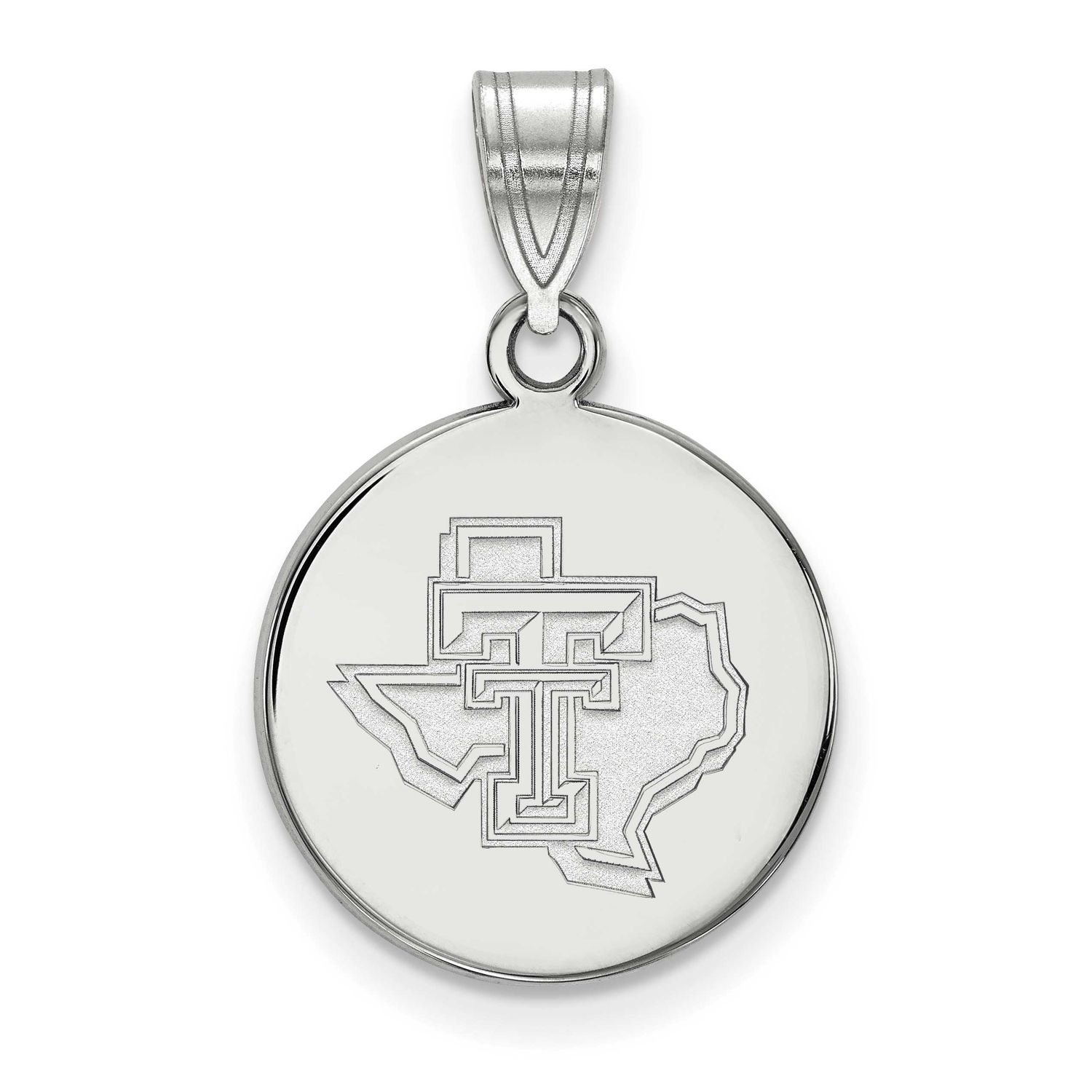 Texas Tech University State Outline Medium Disc Pendant 14k White Gold 4W076TXT, UPC: 886774854656