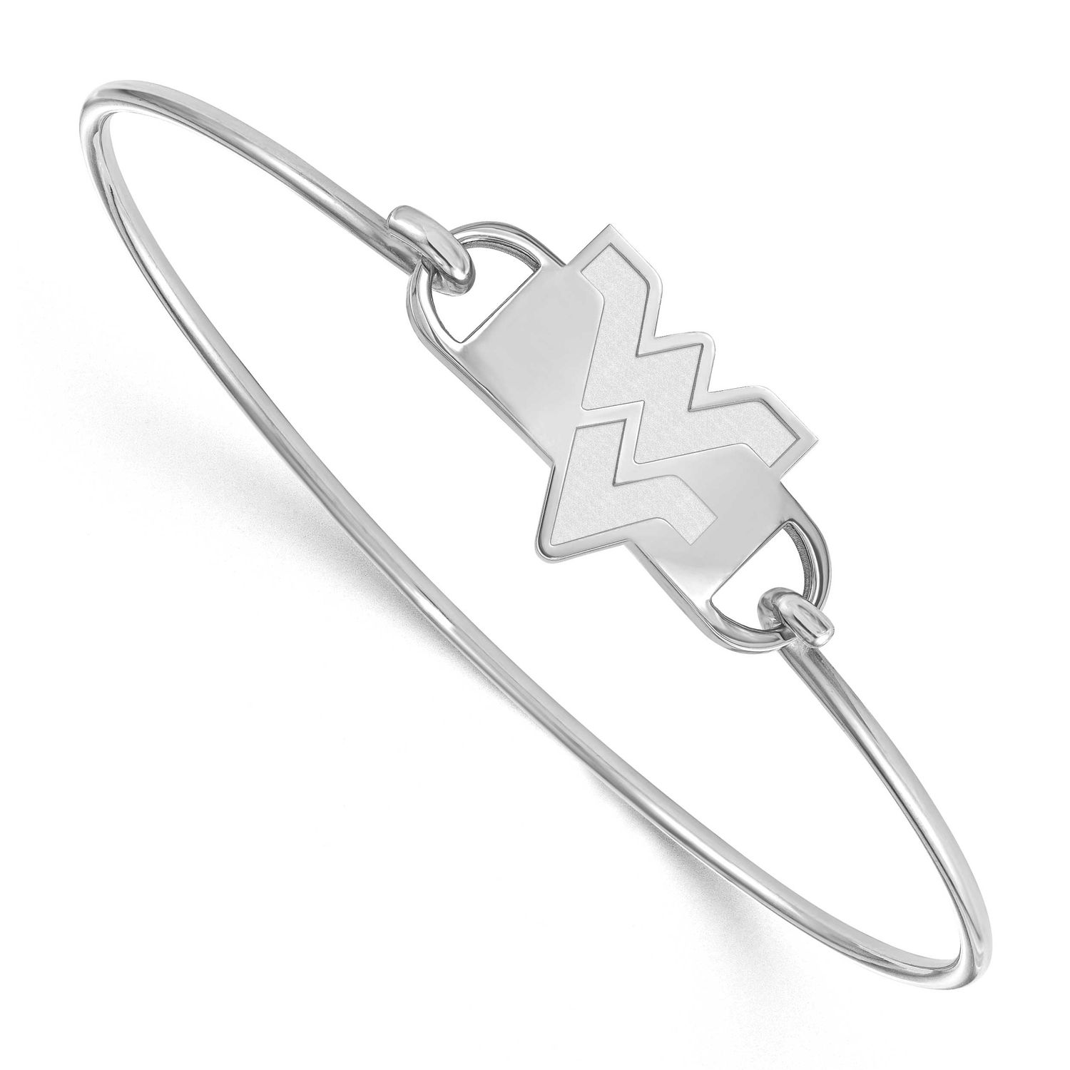 West Virginia University W-V Small Center 7 Inch Wire Bangle Sterling Silver Rhodium-plated SS022WV…
