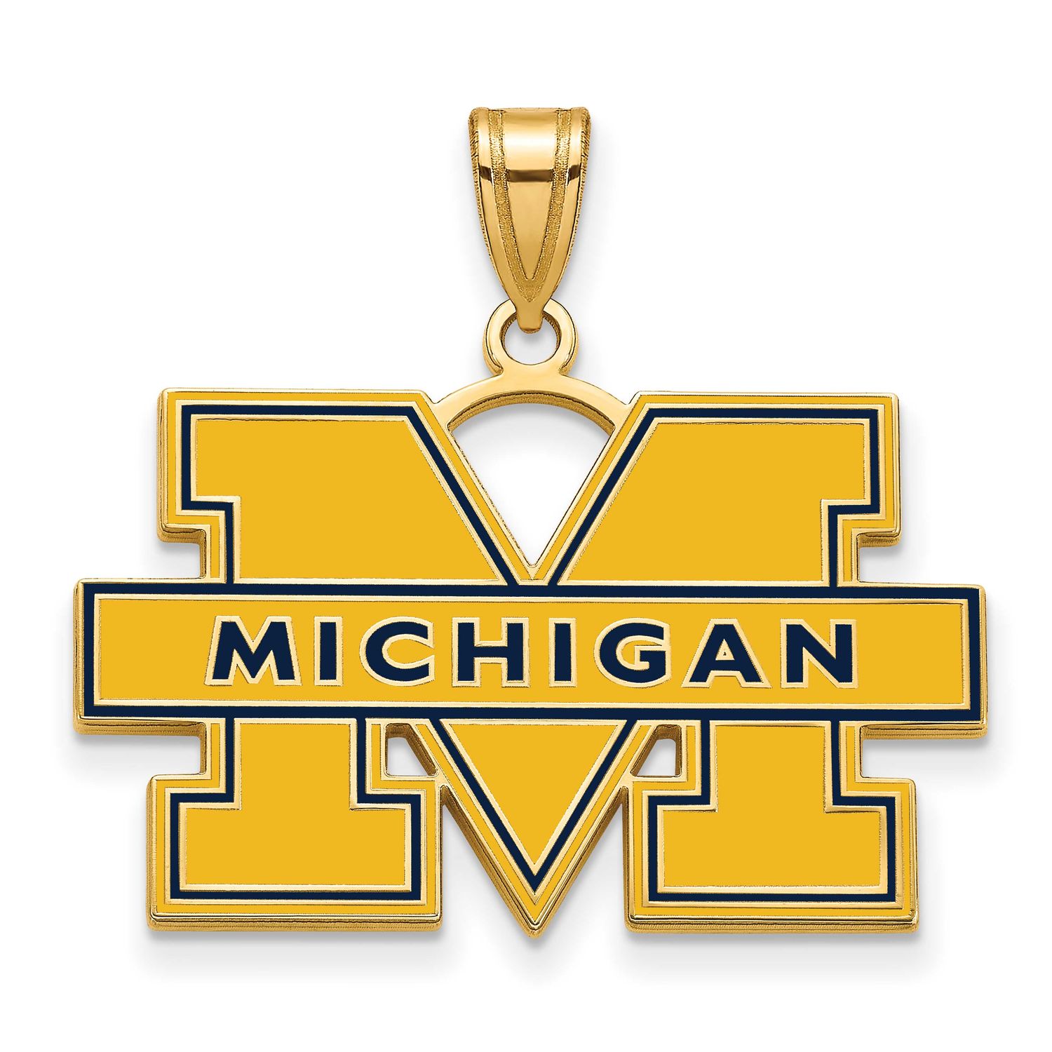 Michigan (University of) Large Blue Enamel Pendant 14k Gold 4Y062UM, UPC: 191101124594