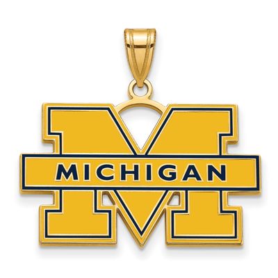 Michigan (University of) Large Blue Enamel Pendant 14k Gold 4Y062UM, UPC: 191101124594