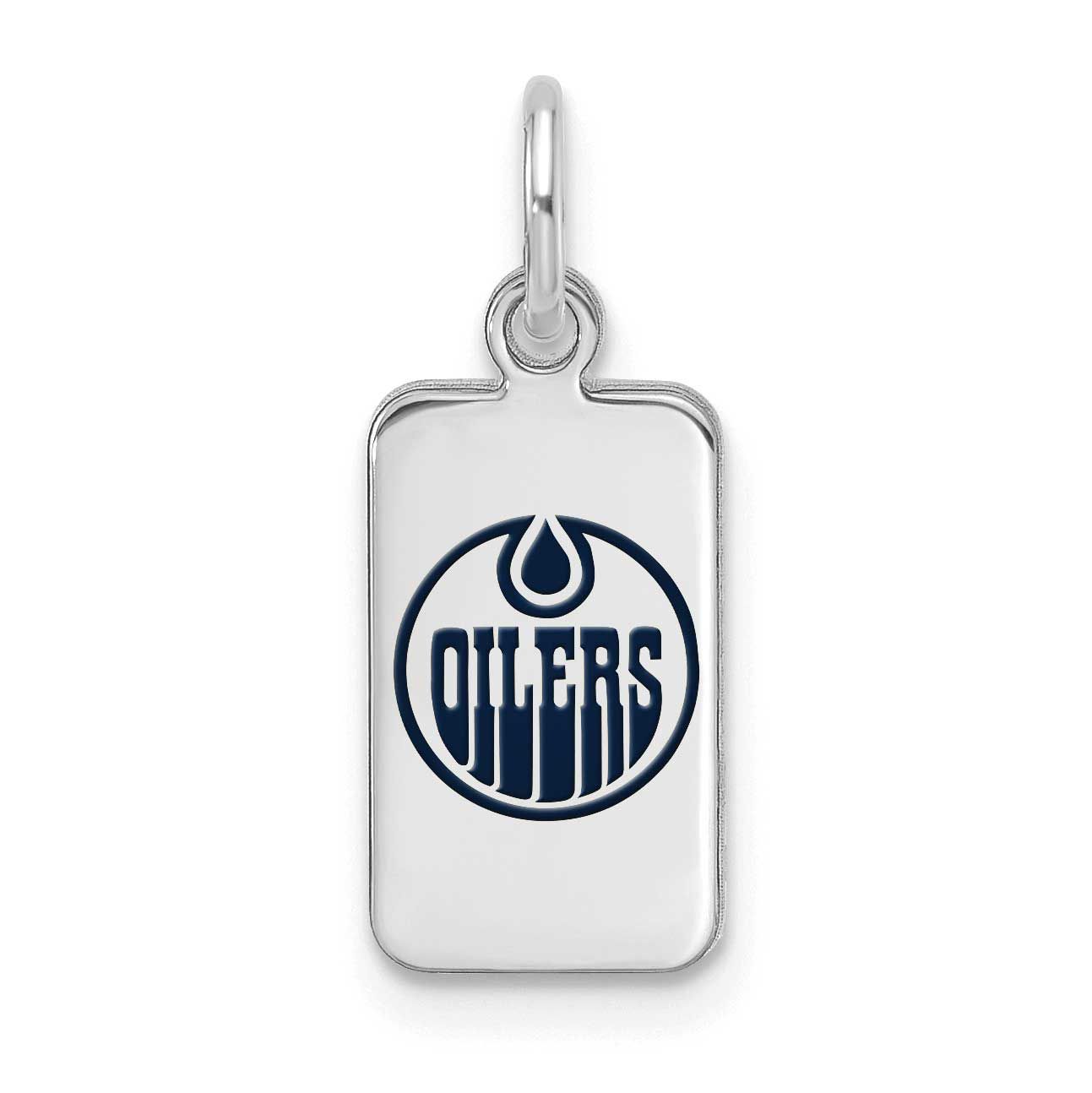 NHL Edmonton Oilers Enamel Tag Pendant Sterling Silver Rhodium-plated SS126OIL, UPC: 196904184622