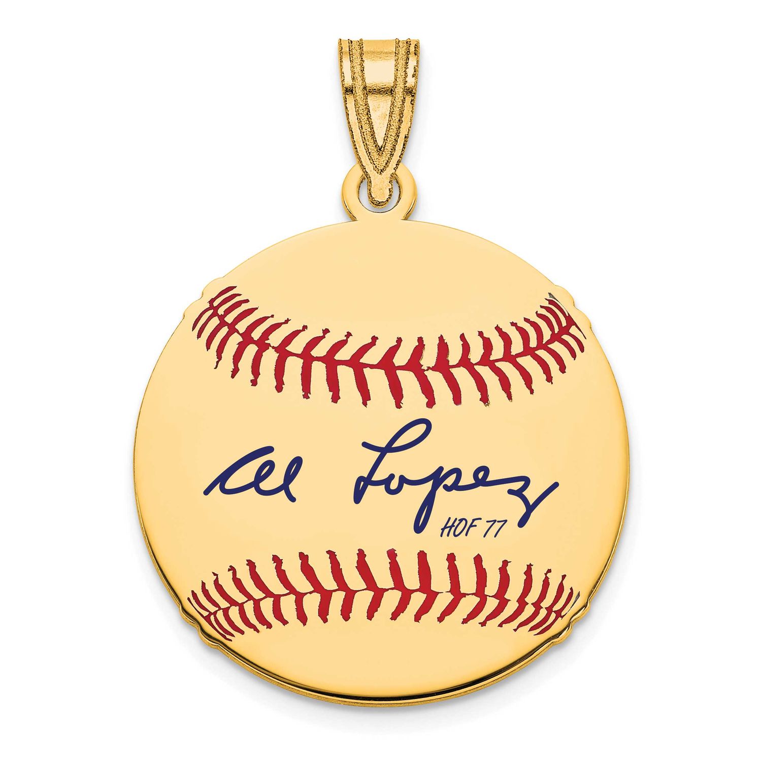 Al Lopez Hall of Fame Signature Small Epoxy Baseball Pendant Gold-plated Sterling Silver GPHF11AL77…