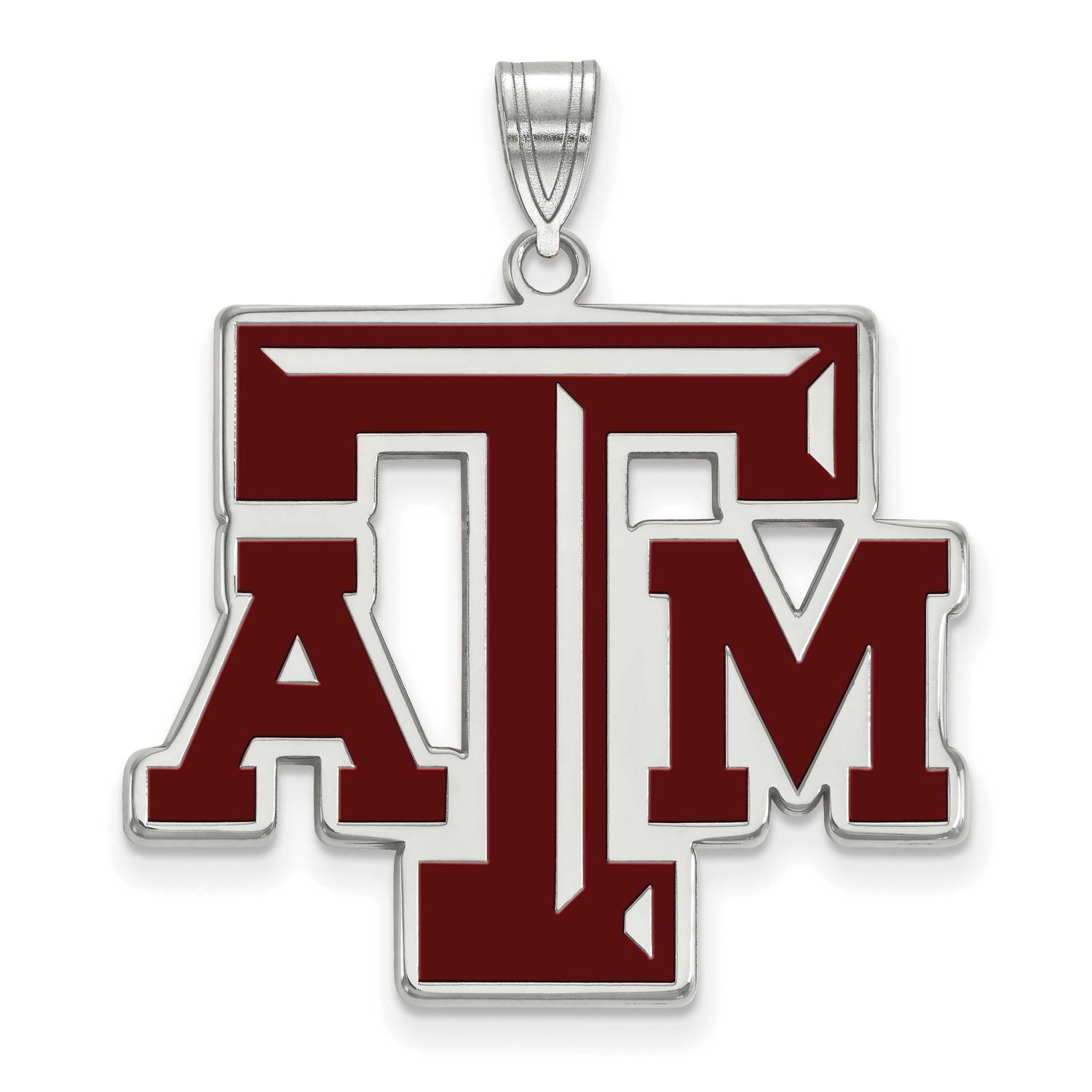 Texas A And M University T-A-M Extra Large Enameled Pendant Sterling Silver Rhodium-plated SS079TAM…