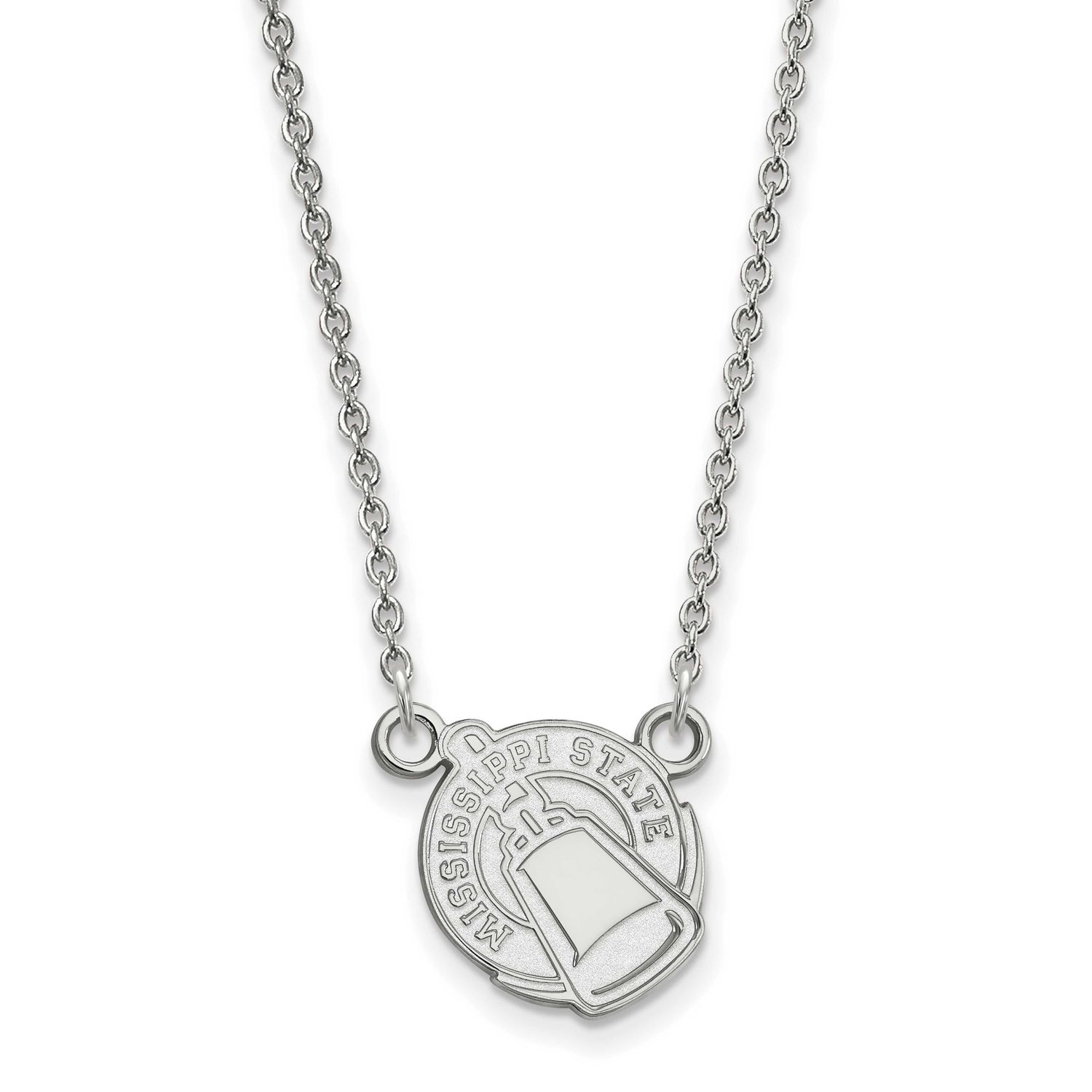 Mississippi State University Small Pendant with Neckla Sterling Silver Rhodium-plated SS056MSS-18, …