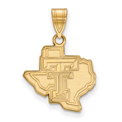Texas Tech University State Outline Medium Pendant Gold-plated Sterling Silver GP045TXT, UPC: 88677…